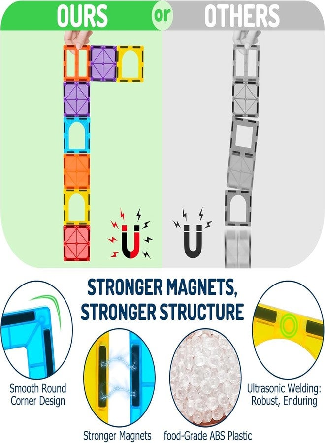 EchoPlan Magnetic Tiles, 130PCS Magnetic Blocks with 2 Cars, Magnet Tiles 3D Clear Building Blocks Set, STEM Sensory Educational Toys Gift for Toddlers Kids Boys 3 4 5 6 7 8 9+ Year Old - Image 4